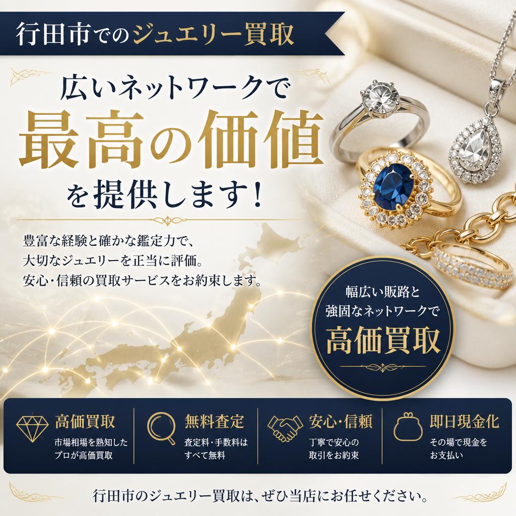 行田市でのジュエリー買取、広いネットワークで最高の価値を提供します！